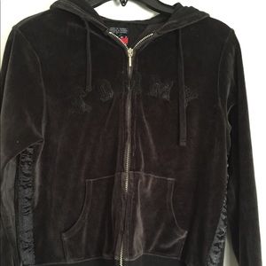 - L Tommy Hilfiger cropped velour hoodies sweater